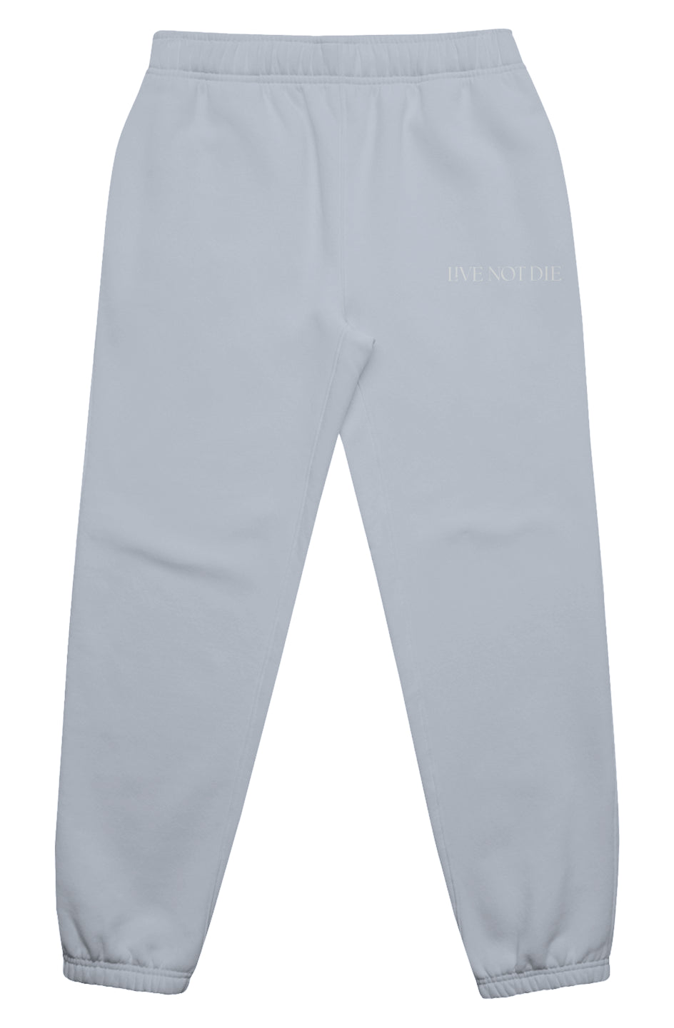 A product photo of the LIVE NOT DIE Trackpants in powder