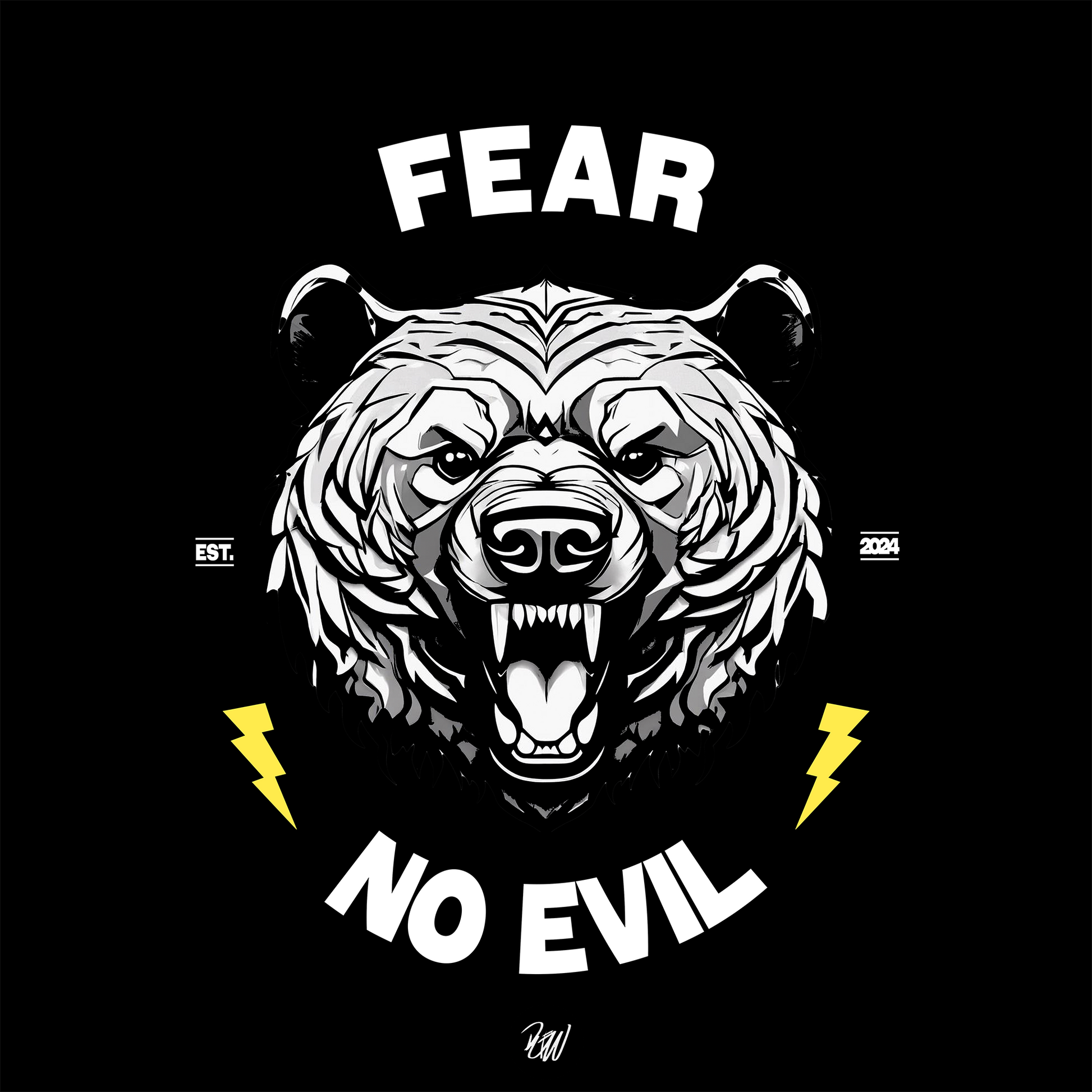 The Fear No Evil bear hoodie design